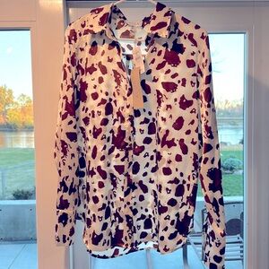 Brown & Ivory Button up Blouse
